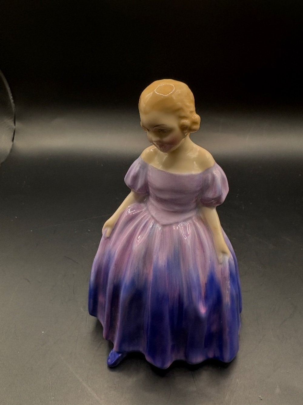 Vintage Marie Girl in Purple Dress Figurine Royal Doulton England Bone China